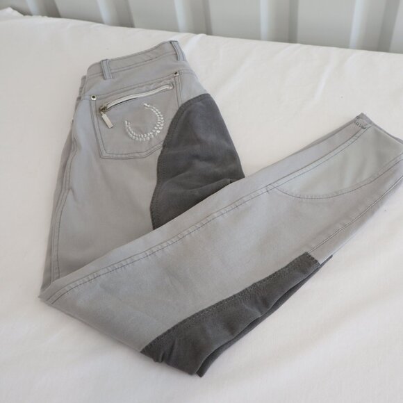 Cavallo Corona Womens Full Seat Breeches Gray Silver Embroidered Pockets Size 26 - Picture 3 of 9